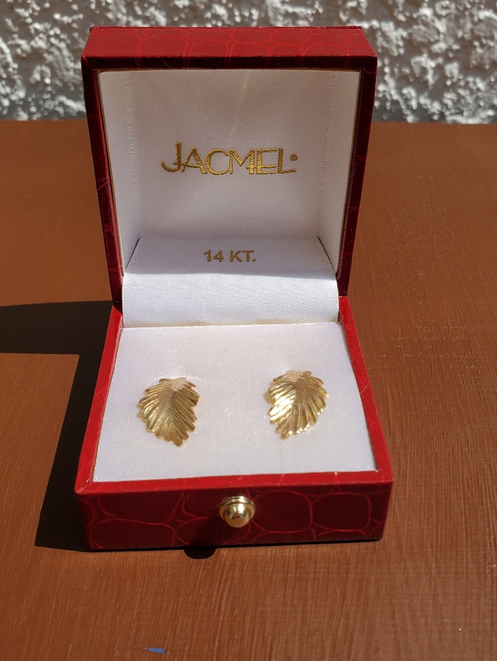 Gold Leaf Stud Earrings - 14K Polished Gold